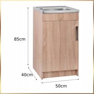 Szafka Kuchenna Sonoma 50 Slim Zlew Bateria Beż Elastycz Syfon do Zmywarki 9