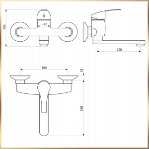 Szafka Kuchenna Sonoma 60 x 50 Zlew Deante + Syfon Bateria Ścienna Obrotowa 12