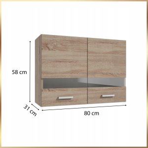 Szafka Kuchenna Wisząca Górna Dąb Truflowy Przeszklenie 80 x 31 x 58 Półka 14