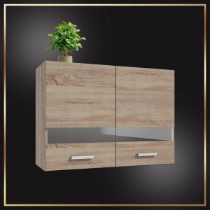 Szafka Kuchenna Wisząca Górna Dąb Truflowy Przeszklenie 80 x 31 x 58 Półka 2