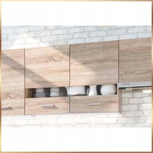 Szafka Kuchenna Wisząca Górna Dąb Truflowy Przeszklenie 80 x 31 x 58 Półka 9