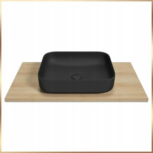 Szafka Wisząca Mod Czarna + Blat Dąb Złoty 100 Połysk Umywalka Nablatowa 50 12