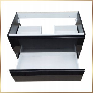 Szafka Wisząca Mod Czarna + Blat Dąb Złoty 100 Połysk Umywalka Nablatowa 50 7