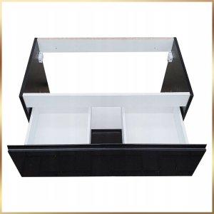 Szafka Wisząca Mod Czarna + Blat Dąb Złoty 100 Połysk Umywalka Nablatowa 50 8