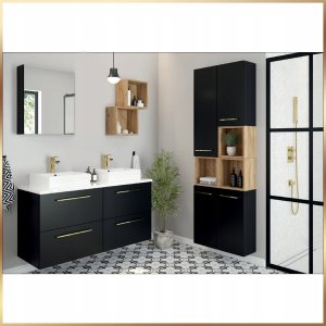 Szafka Wisząca Łazienkowa Z Lustrem Nad Umywalkę Czarna Mat 2 Półki 60 cm 8