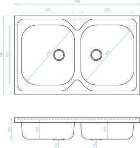 Szafka kuchenna + zlew 80 x50 Dąb złoty 2 komory bateria syfon mocowania 7
