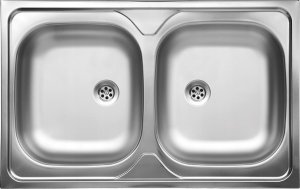 Szafka kuchenna + zlew 80 x50 Dąb złoty 2 komory bateria syfon mocowania 8