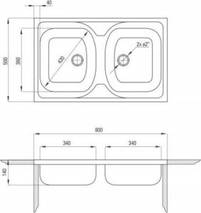 Szafka kuchenna sonoma zlew 2 komory syfon mocowania 5