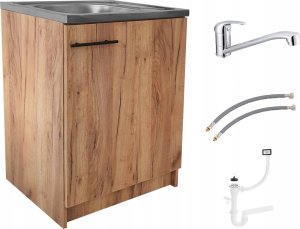 Szafka pod zlewozmywak zlew dąb złoty duża komora 60 slim bateria syfon 1