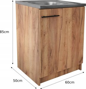 Szafka pod zlewozmywak zlew dąb złoty duża komora 60 slim bateria syfon 2