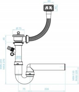 Szafka pod zlewozmywak zlew dąb złoty duża komora 60 slim bateria syfon 9