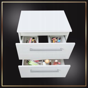 Szafka Łazienkowa 60 Biała Wisząca z Blatem 2 Szuflady Połysk Cichy Domyk 3