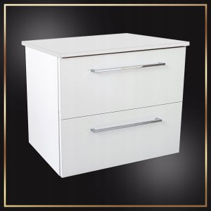 Szafka Łazienkowa 60 Biała Wisząca z Blatem 2 Szuflady Połysk Cichy Domyk 4