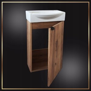 Zestaw Szafka Łazienkowa Wisząca z Umywalką 40 x 33 cm Matowa Dąb Złoty 3