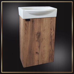 Zestaw Szafka Łazienkowa Wisząca z Umywalką 40 x 33 cm Matowa Dąb Złoty 4