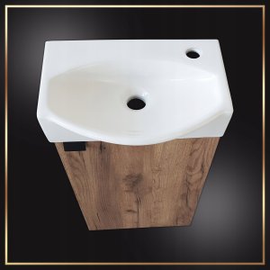 Zestaw Szafka Łazienkowa Wisząca z Umywalką 40 x 33 cm Matowa Dąb Złoty 6