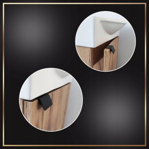 Zestaw Szafka Łazienkowa Wisząca z Umywalką 40 x 33 cm Matowa Dąb Złoty 7