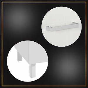 Łazienkowa Biała Szafka z Umywalką Catania 60 Połysk Kran Obrotowy Syfon 4