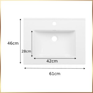 Łazienkowa Biała Szafka z Umywalką Catania 60 Połysk Kran Obrotowy Syfon 9