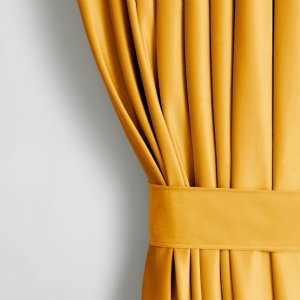 AmeliaHome Zasłona VELVET styl klasyczny przelotki srebrne 140x245 musztardowa 1