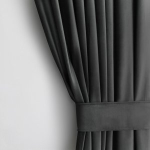 AmeliaHome Zasłona VELVET styl klasyczny na taśmie 140x245 grafitowa 1