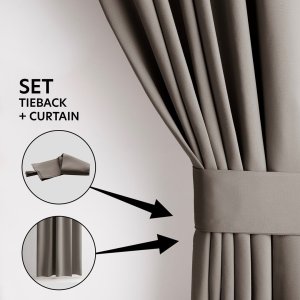 AmeliaHome Zasłona BLACKOUT styl klasyczny na przelotkach 140X175 beżowa 3