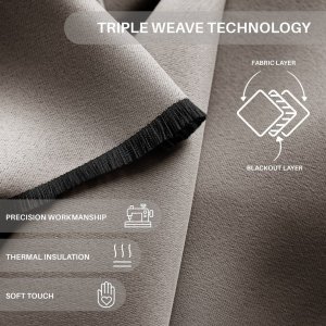 AmeliaHome Zasłona BLACKOUT styl klasyczny na przelotkach 140X175 beżowa 10