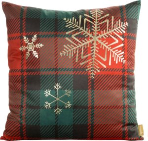 Welwetowa poszewka świąteczna CHERRY 60X60 czerwona+zielona 1