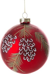 Bombka bombki świąteczna choinkowa szklana brokat 485B 10cm czerwona + zielona x4 1