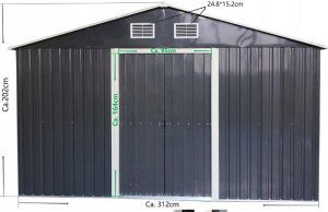 kontrast Domek metalowy na narzędzia blaszak, szopa 312x257x202 szary antracytowy 2