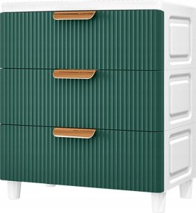 BIAŁA SZAFKA ZIELONE FRONTY ŁAZIENKOWA 3 SZUFLADY WYSOKA 55cm RG34 1