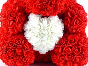 DUŻY MIŚ Z RÓŻ NA WALENTYNKI 40cm CZERWONY SERCE 2