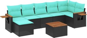 vidaXL 8-cz. zestaw wypoczynkowy do ogrodu, z poduszkami, czarny 2