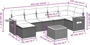 vidaXL 8-cz. zestaw wypoczynkowy do ogrodu, z poduszkami, czarny 10