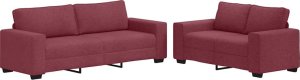 vidaXL 2-częściowy komplet wypoczynkowy, obity tkaniną, winna czerwień 2