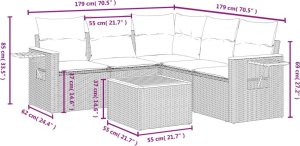 vidaXL 6-cz. zestaw wypoczynkowy do ogrodu, z poduszkami, czarny 9