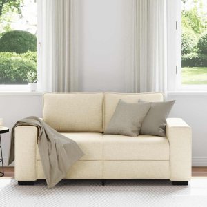 vidaXL Sofa 2-osobowa kremowa 120 cm Tkanina 3