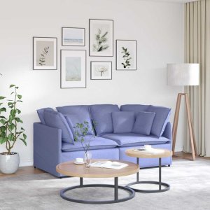 vidaXL Sofa modułowa z poduszkami Tkanina Jeans Niebieski 1