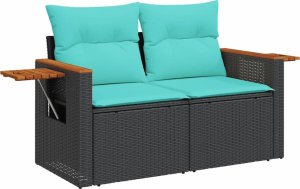 vidaXL 11-cz. zestaw wypoczynkowy do ogrodu, poduszki czarny rattan PE 3