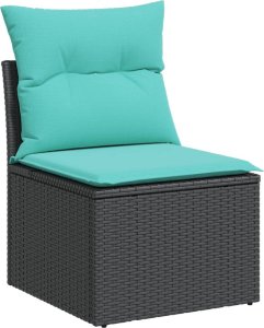 vidaXL 11-cz. zestaw wypoczynkowy do ogrodu, poduszki czarny rattan PE 5