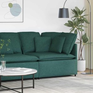 vidaXL Modułowy Narożnik Sofa z Poduszkami Ciemnozielony 100 cm 1