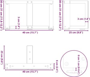vidaXL Nogi do stolika kawowego, 2 szt., 40x25x(30-31) cm, stal 10