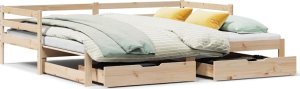 vidaXL Sofa rozsuwana z szufladami, bez materaca, 80x200 cm 2