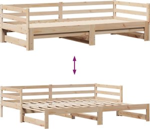 vidaXL Sofa rozsuwana z szufladami, bez materaca, 80x200 cm 5