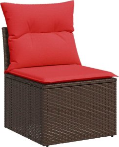 vidaXL 5-cz. zestaw mebli z poduszkami, brązowy, polirattan i akacja 3