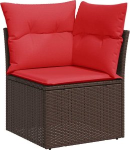 vidaXL 5-cz. zestaw mebli z poduszkami, brązowy, polirattan i akacja 4