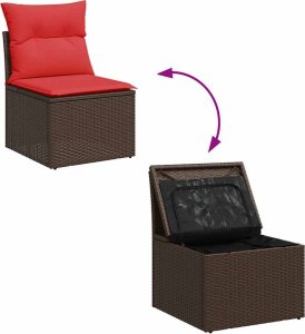 vidaXL 5-cz. zestaw mebli z poduszkami, brązowy, polirattan i akacja 7