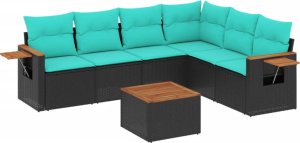 vidaXL 7-cz. zestaw wypoczynkowy do ogrodu, z poduszkami, czarny 2