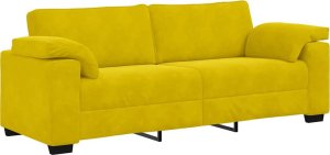 vidaXL Sofa 3-osobowa, żółta, 178 cm, aksamit 2
