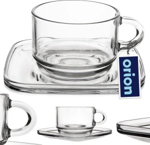 Filiżanka ze spodkiem szklana 250 ml 6 szt. 4